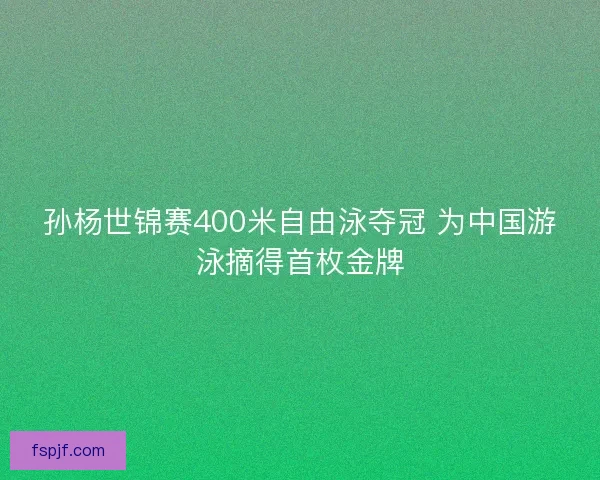 孙杨世锦赛400米自由泳夺冠 为中国游泳摘得首枚金牌