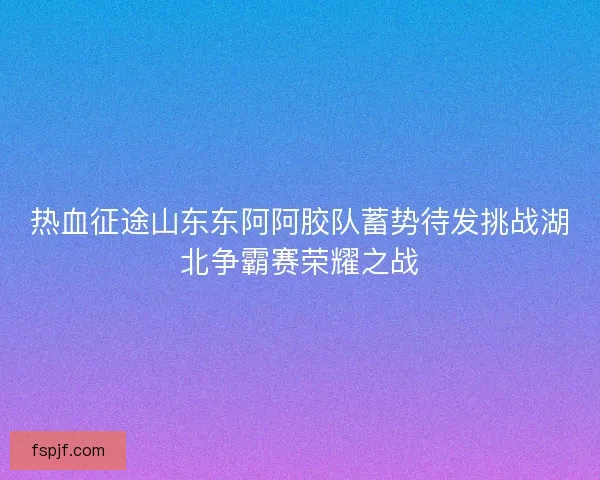 热血征途山东东阿阿胶队蓄势待发挑战湖北争霸赛荣耀之战